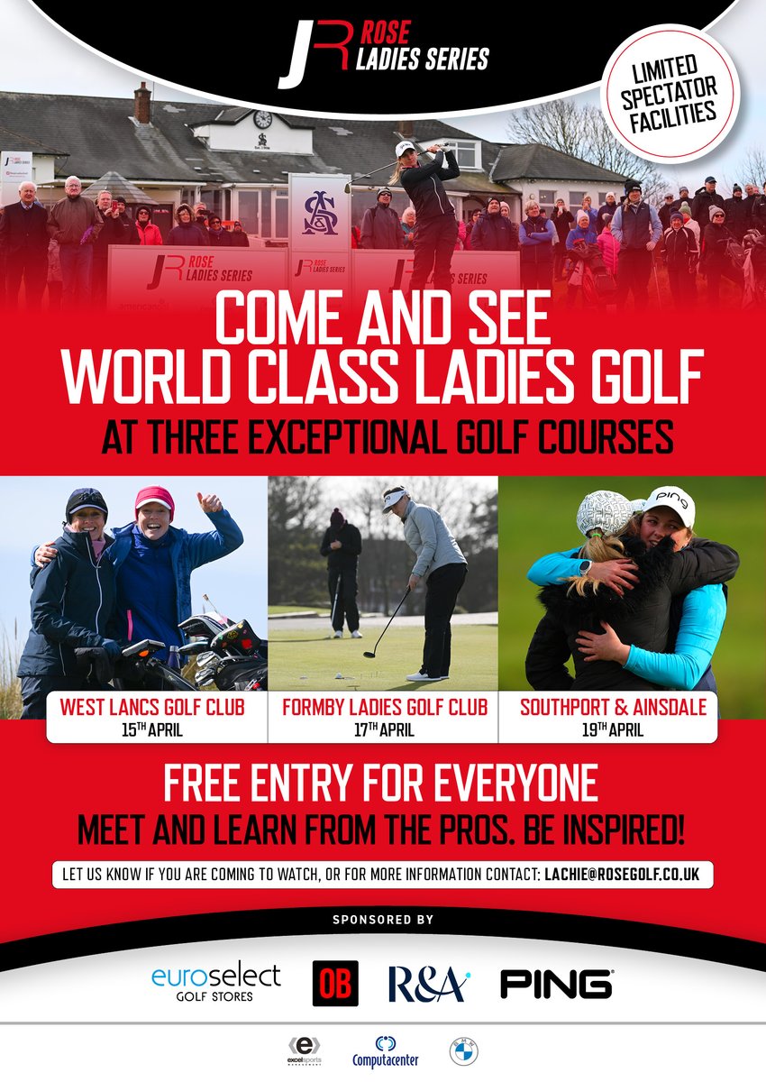 Not long now until the first @RoseLadiesGolf event @WestLancsGC ⛳ What a week of golf with @FormbyLadiesGC hosting the second event and ourselves @SandAGolfClub hosting the 3rd. Spectators are welcome, we look forward to seeing you all. @JustinRose99