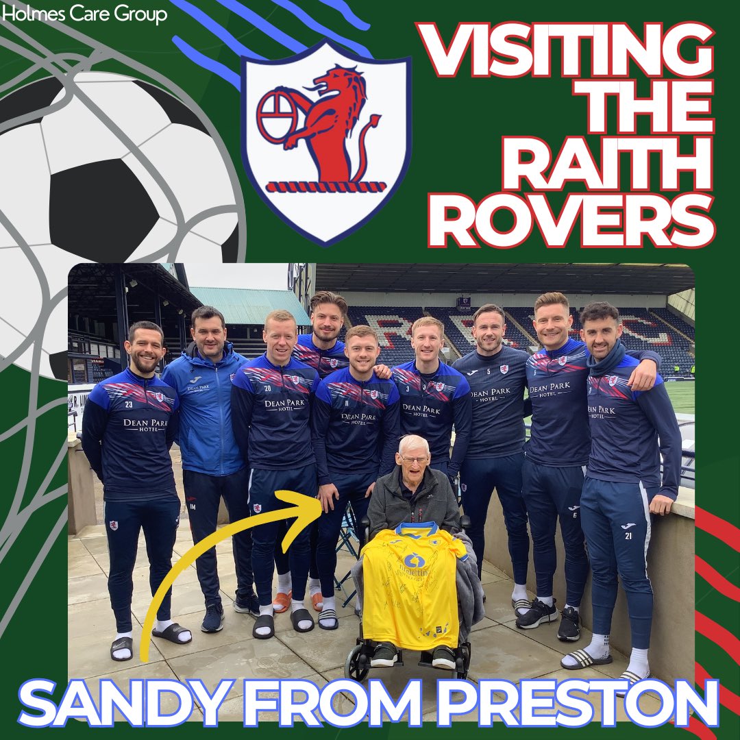 Preston resident Sandy visited Starks Park football ground and met the players. This was a dream come true. ⚽️🏟️ Raith Rovers FC Thank you! 🏆 #CareHomeActivities #kirkcaldy #carehomesuk #SocialCare #nursinghome