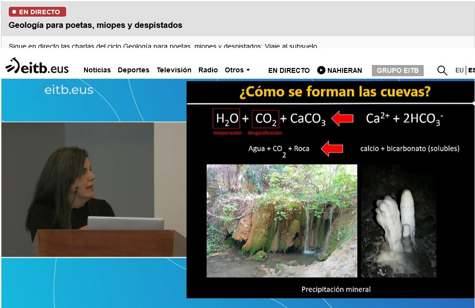 Hoy en 'Geología para poetas, miopes y despistados. Viaje al Subsuelo': 🔹'En abril, cuevas mil. El maravilloso mundo de la geología escondida' 🔹'El inconsciente mundo de las aguas subterráneas' Streaming 👉🏽 eitb.eus/es/divulgacion/ Programa 👉🏽culturacientifica.com/evento/2024/4/…