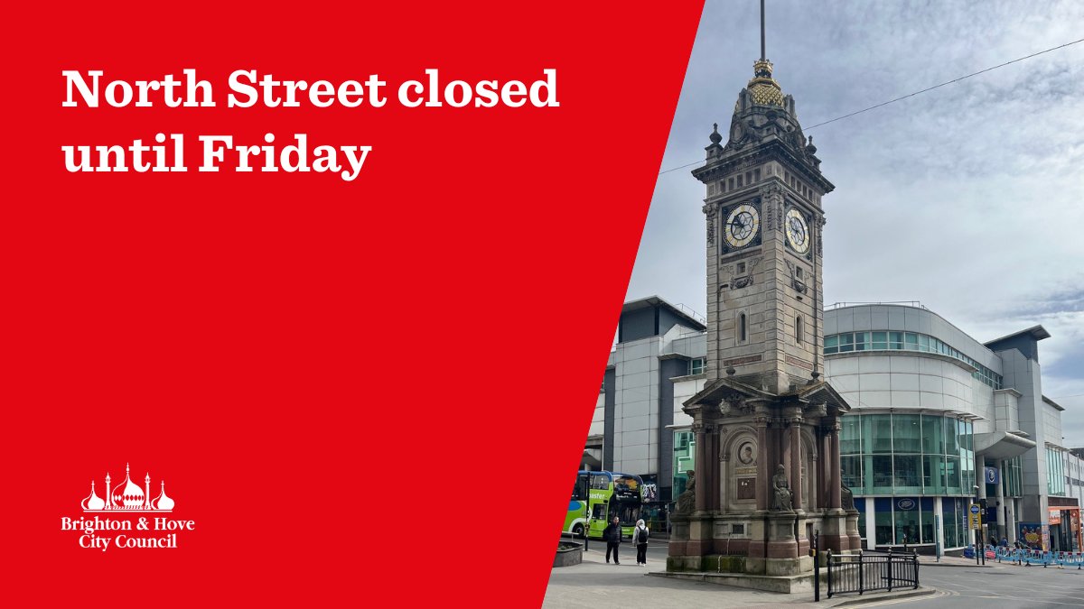 North Street is closed due to an unsafe structure on Boots' roof causing a very serious hazard to pedestrians and vehicles ⛔ The road is likely to remain closed until after midday on Friday while Boots work to make their building safe. Road and bus diversions are in place.