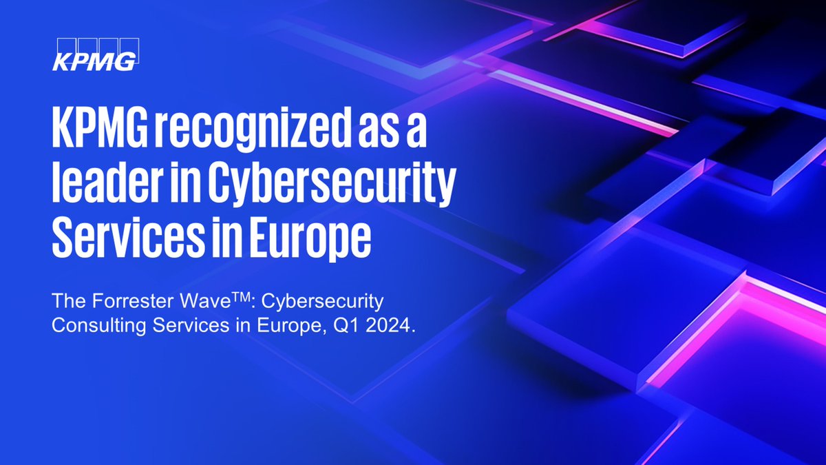 Pleased to share the good news. KPMG firms in Europe have been recognized as a Leader in Cybersecurity Consulting Services in the 2024 Forrester WaveTM report. Find out more: social.kpmg/5nwq61