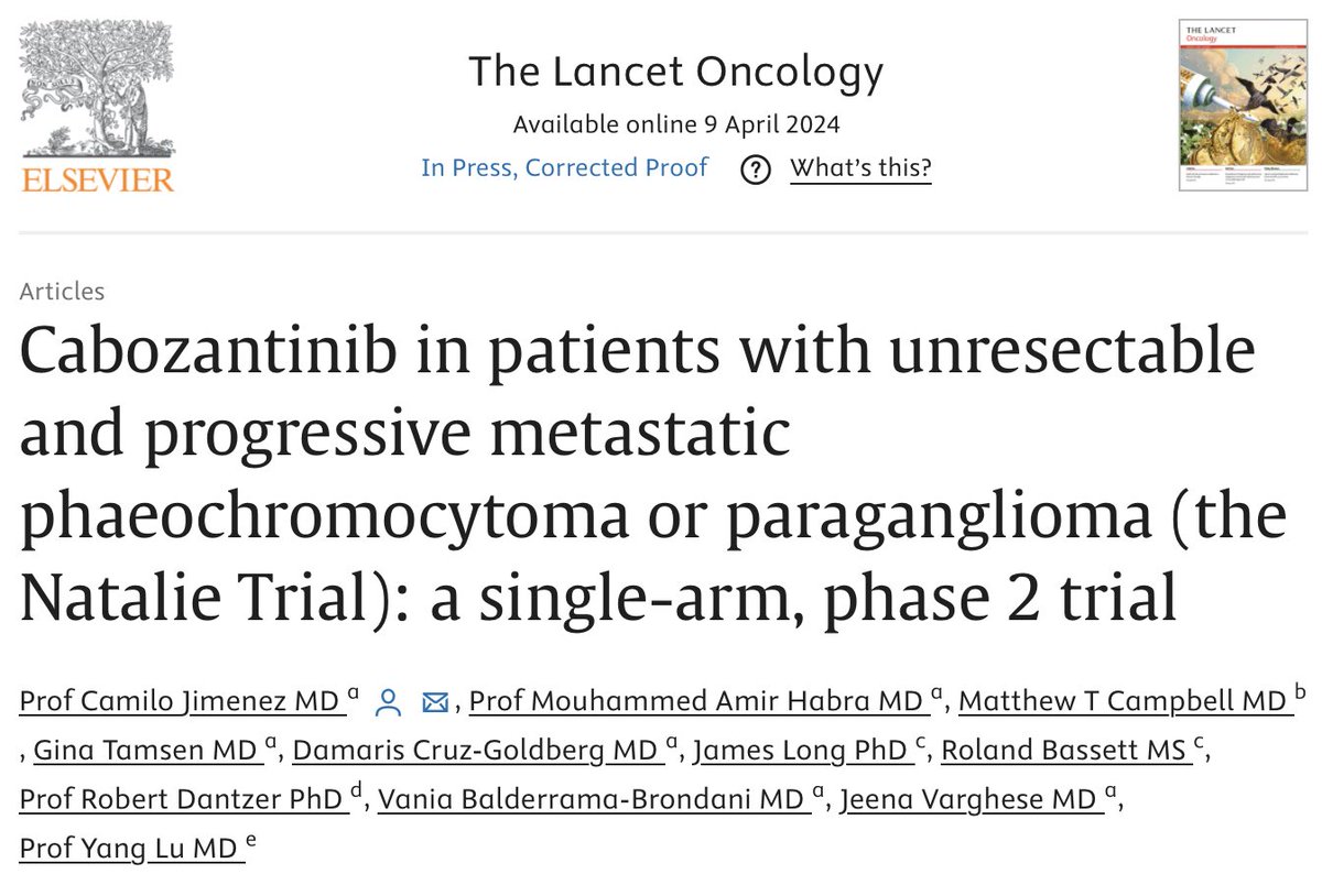 🔥 HOT OFF THE PRESS: Happy to share the results of *two* Phase 2 studies of cabozantinib in #AdrenalCancer in @TheLancetOncol from @MDAndersonNews Scroll down for more details ⬇️ #GUSM #GUOncology