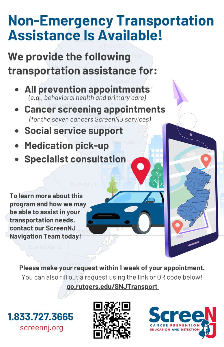 .@ScreenNJ Transportation is the comprehensive transit program redefining accessibility and care in #NewJersey. #NJ #cancer #screenings