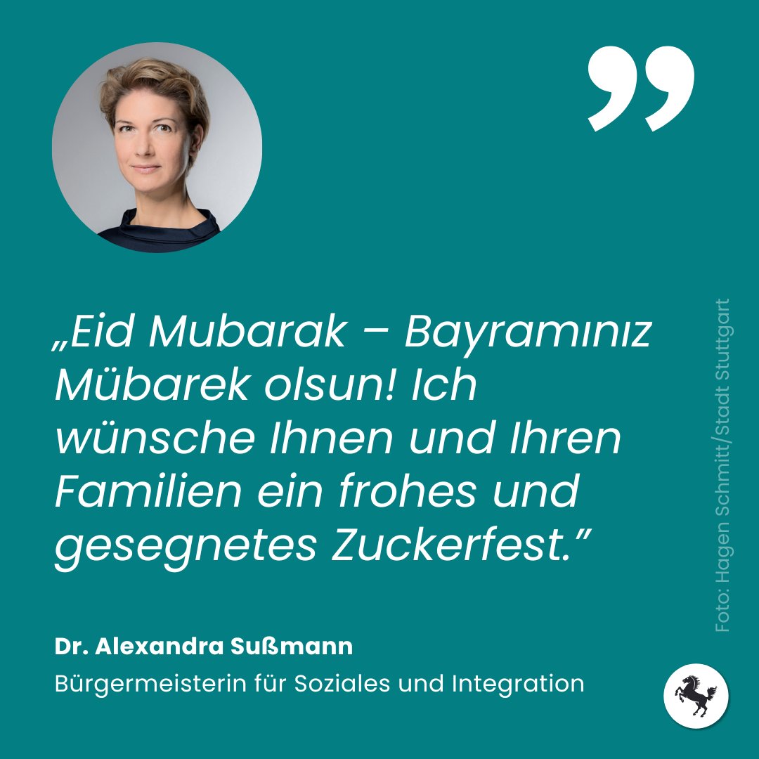 Die Bürgermeisterin für Soziales und gesellschaftliche Integration der Landeshauptstadt Stuttgart, Dr. Alexandra Sußmann, wünscht allen Bürgerinnen und Bürgern muslimischen Glaubens ein frohes Zuckerfest. Alle Infos: stuttgart.de/service/aktuel… #Zuckerfest #EidMubarak #Stuttgart