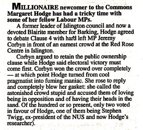 A reminder of Margaret Hodge's Thatcherite politics, her poisonous personality, and the real reason she couldn't bear the thought of Jeremy Corbyn becoming PM.