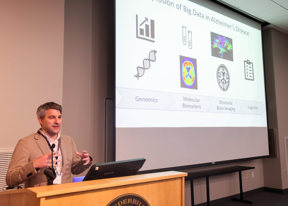 Next up ➡️ Dr. Timothy Hohman is presenting on multi-omic signatures of #Alzheimers disease + sharing the impressive work + data resources coming out of the Alzheimer’s Disease Sequencing Project. @VUMCNeurology #VUMCNeurology #VandyADday