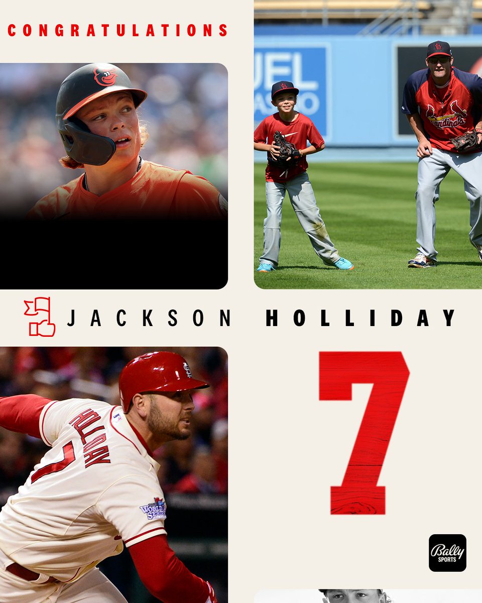 He grew up in the Cardinal clubhouse, and now he has a big league career of his own.

Congrats to Jackson Holliday (and his dad, Matt) on his promotion to the majors! 

#STLCards | #Orioles