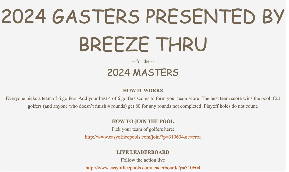 giglio_OG's tweet image. From our friends @BreezeThruNC join us in
The Gasters, a golf pool unlike any other

Playing for some swag and the glory of beating me!

easyofficepools.com/join/?p=310604…