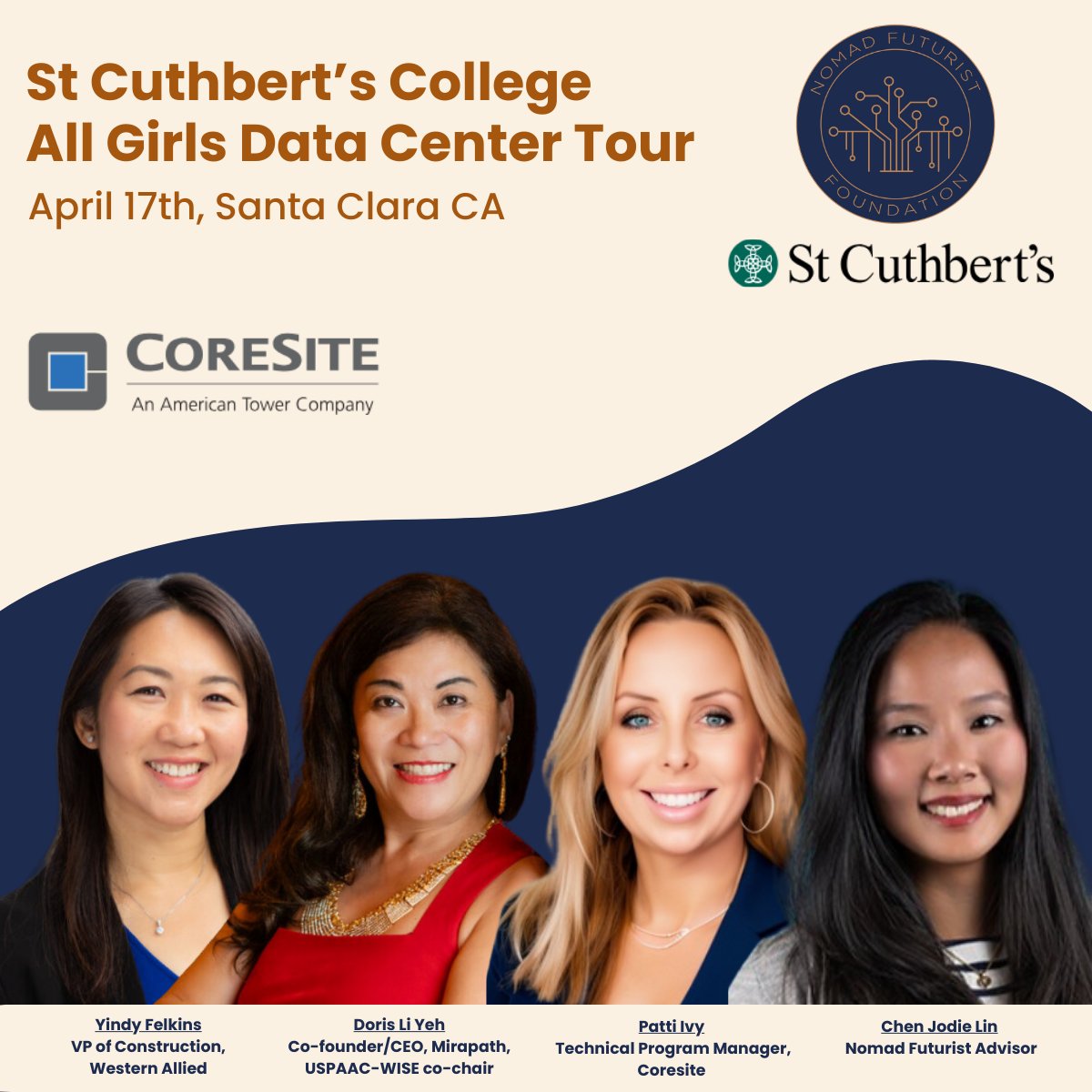 #NomadFuturist Foundation is excited to announce that we will be co-hosting with @CoreSite the first all-girls data center tour with #StCuthbertsCollege from Auckland, New Zealand 🎉
.
#DataCenters #DigitalInfrastructure #CloudComputing #TheFutureisNow #HelloTomorrow