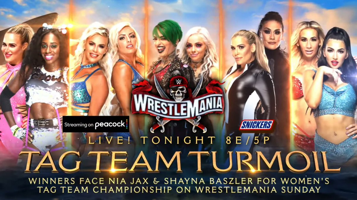 4/10/2021

Natalya & Tamina won a Tag Team Turmoil Match at WrestleMania XXVIII from Raymond James Stadium in Tampa, Florida. 

#WWE #WrestleManiaXXXVII #Natalya #Tamina #Lana #Naomi #DanaBrooke #MandyRose #RubyRiott #RubySoho #LivMorgan #Carmella #BillieKay #TagTeamTurmoilMatch