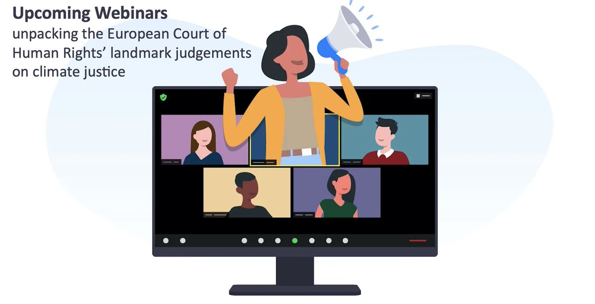 📢 🔜 ⚖ 🇪🇺 Several upcoming webinars unpacking key lessons from landmark judgments of the European Court of #HumanRights in #ClimateJustice cases (including the history-making judicial victory in the @KlimaSeniorinnen v. 🇨🇭 Switzerland case): 🧵A short thread with key dates⬇️