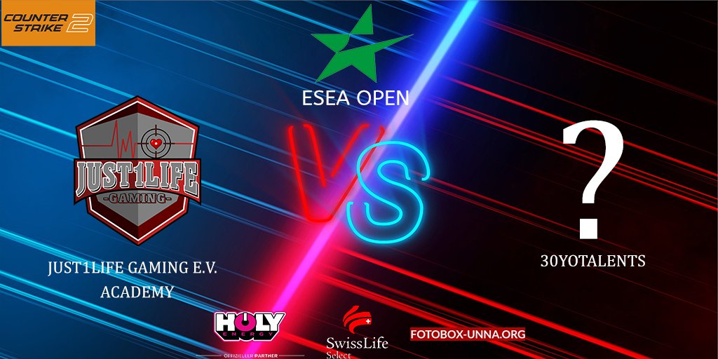 Just1LifeGaming's tweet photo. 🔴#Matchday #CS2 ⚪️
 
➡️Heute will sich das Academy Team den ersten Sieg in der @ESEA #Open holen. Auf geht´s !

🏆 Standing 0:1
⏰20:30 Uhr
🆚#30yotalents

#gaming #just1life #j1l https://t.co/JHYOR7bEw0