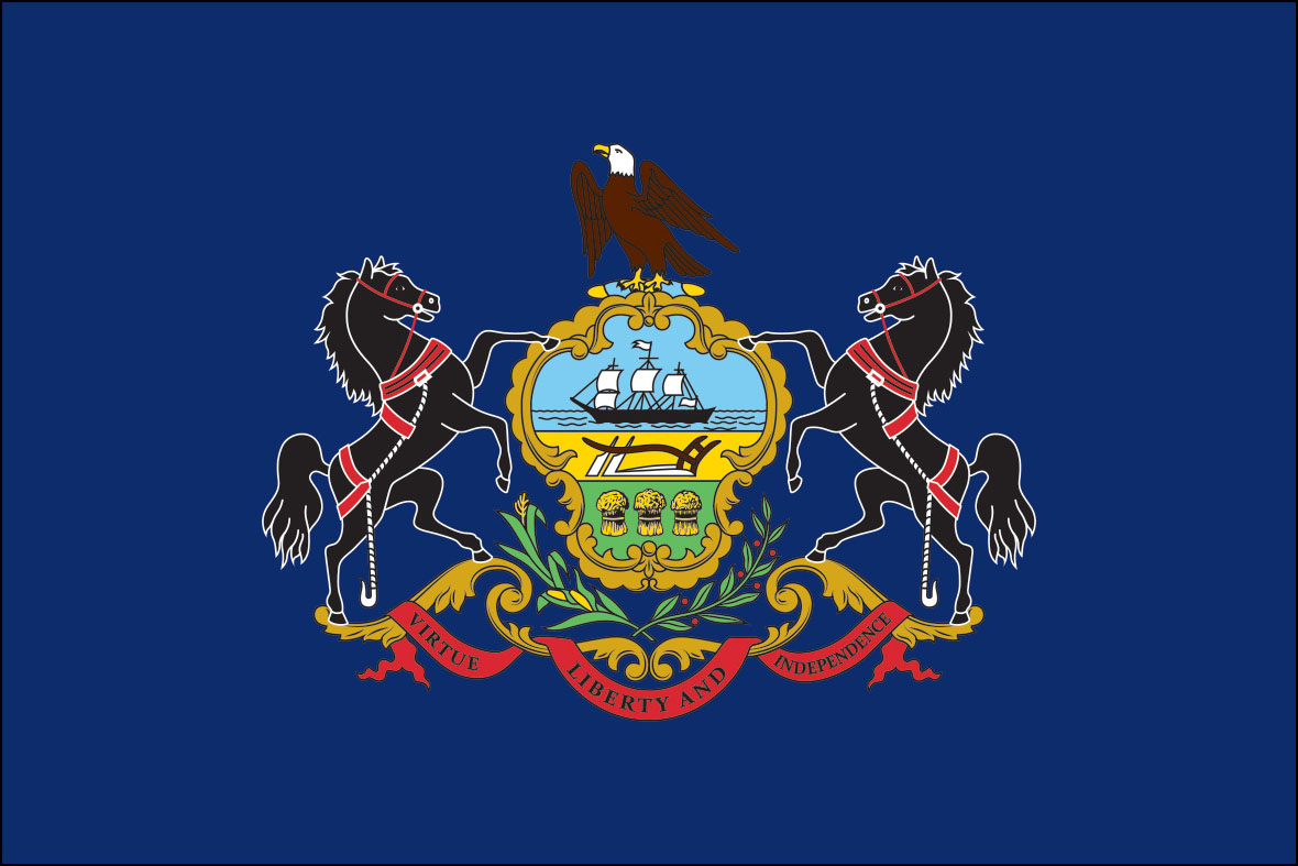 Pennsylvana - Half-Staff Alert - Governor Shapiro ordered Pennsylvania flags in Westmoreland County to half-staff April 10-11, 2024 to honor Rostraver Central Fire Department firefighter John Bunardzya. flagsexpress.com/flags-half-sta…