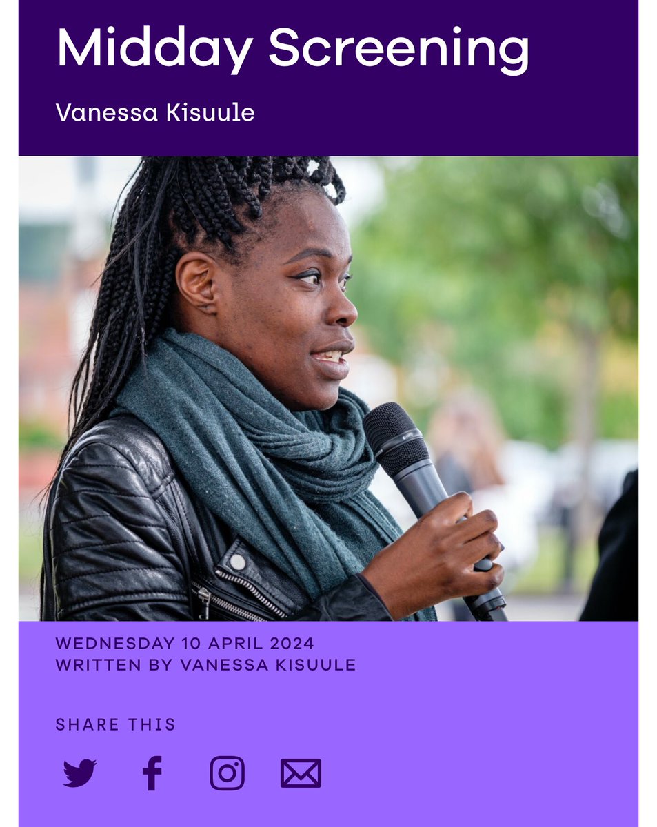 New poem by Vanessa Kisuule - @Vanessa_Kisuule - for us and it’s about cinemagoing. Perfect timing as Vanessa will be with us tonight @wshed talking about James Baldwin and film. bristolideas.co.uk/read/midday-sc…