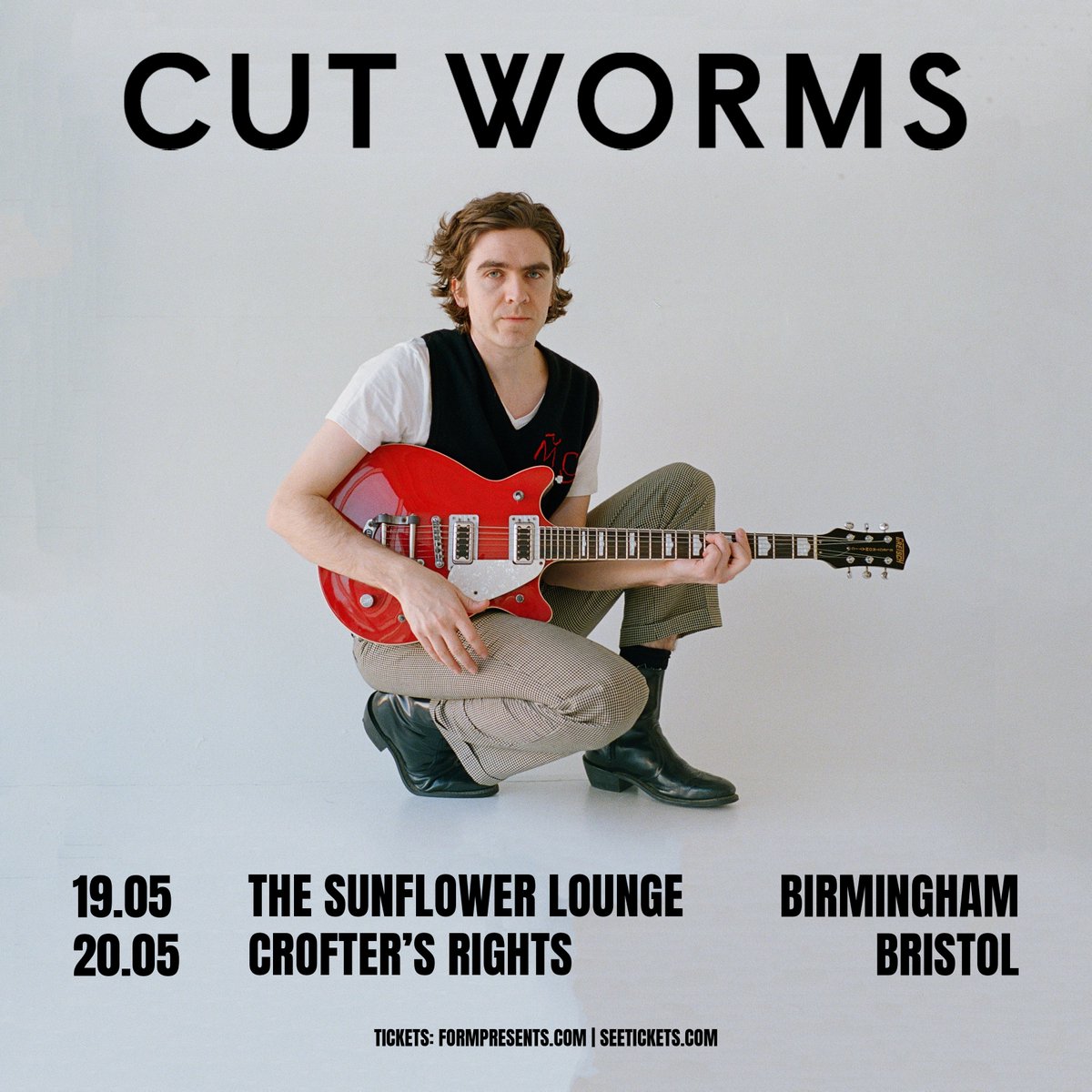 Hailed by Paste Magazine as releasing “one of the best rock ‘n’ roll records of 2023,” Brooklyn singer-songwriter @cut_worms is heading to @Sunflowerlounge, Birmingham and @Crofters_Rights, Bristol this May! 🎟 Tickets on sale 10am Friday.