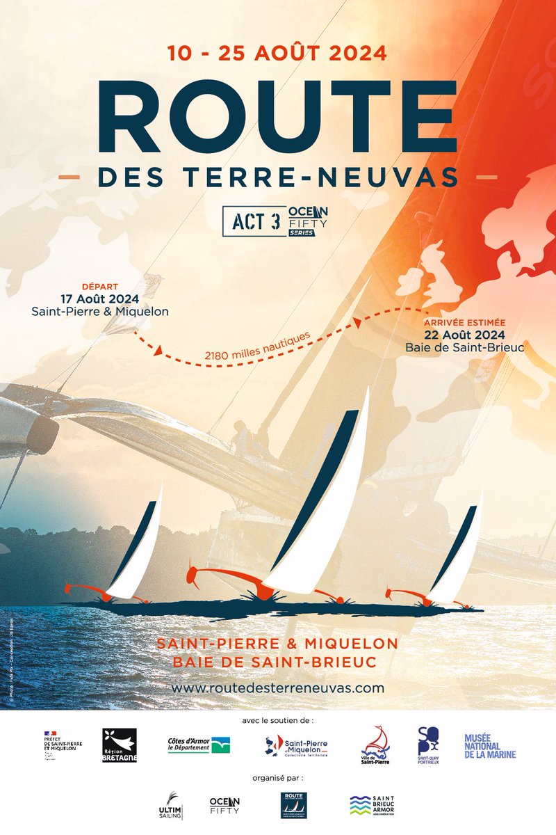 Défi Voile SEP | Thibaut Vauchel-Camus (@defivoilesep) on Twitter photo Ce qu’il faut retenir de l’𝗔𝗖𝗧 𝟯 - 𝗟𝗔 𝗥𝗢𝗨𝗧𝗘 𝗗𝗘𝗦 𝗧𝗘𝗥𝗥𝗘-𝗡𝗘𝗨𝗩𝗔𝗦 :
🏁Départ depuis Saint-Pierre et Miquelon le 17 août
📍Arrivée à Saint-Quay-Portrieux
⛵️ 10 <a href="/oceanfifty/">Ocean Fifty</a>
🌊 2 120 milles
✖️ Sans routage
🤝🏼 1 skipper, 2 équipiers et un médiaman à bord Ce qu’il faut retenir de l’𝗔𝗖𝗧 𝟯 - 𝗟𝗔 𝗥𝗢𝗨𝗧𝗘 𝗗𝗘𝗦 𝗧𝗘𝗥𝗥𝗘-𝗡𝗘𝗨𝗩𝗔𝗦 :
🏁Départ depuis Saint-Pierre et Miquelon le 17 août
📍Arrivée à Saint-Quay-Portrieux
⛵️ 10 <a href="/oceanfifty/">Ocean Fifty</a>
🌊 2 120 milles
✖️ Sans routage
🤝🏼 1 skipper, 2 équipiers et un médiaman à bord