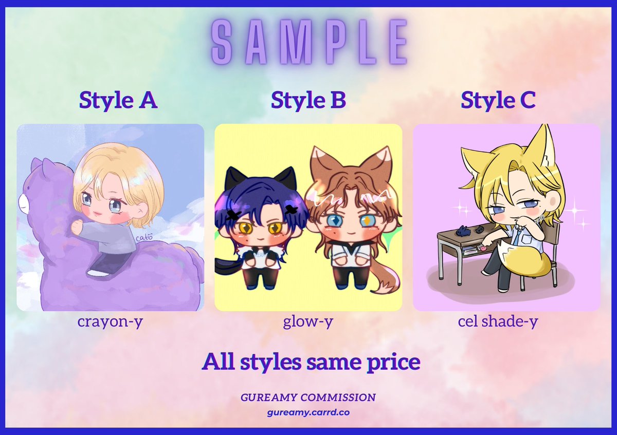 ✧Likes and Shares are appreciated✧

My chibi c◕mmissi◕ns are open 🐱 More details and info:

vgen🔸vgen.co/gureamy
carrd🔸gureamy.carrd.co

#opencommission #commission #artcommission #chibicommission #artidn