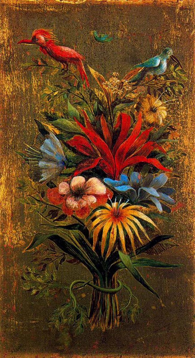 Bouquet de flores con pájaros (1960), de la artista catalana Remedios Varo (1908-1963), icono del Movimiento Surrealista.