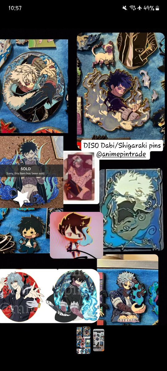 My #diso #dabi pins🤧 if u sell them, lemme know 😭🙏🏼 #enamelpin #trade #iso #bnha #mha