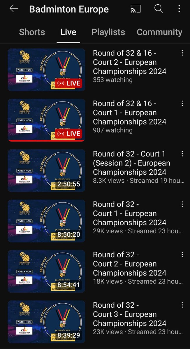 @EuropeBEC event always provide live stream
@Badminton_Asia can't related 🙂
#EC24 #BAC2024