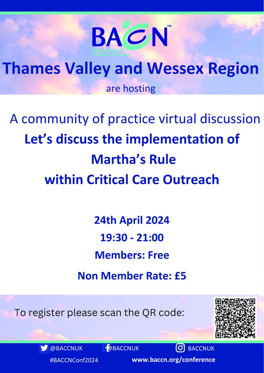 Thames Valley and Wessex are pleased to announce they are holding an online community of practice discussion, 24th April 2024, on Call 4 Concern (Martha's Law).  
For bookings click baccn.org/meeting-bookin…