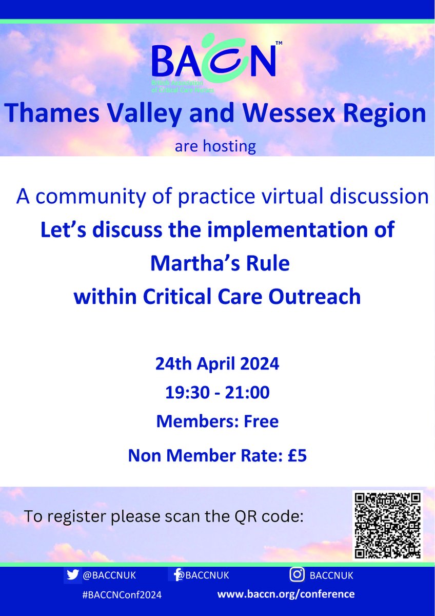 Thames Valley and Wessex are pleased to announce they are holding an online community of practice discussion, 24th April 2024, on Call 4 Concern (Martha's Law). For bookings click baccn.org/meeting-bookin…