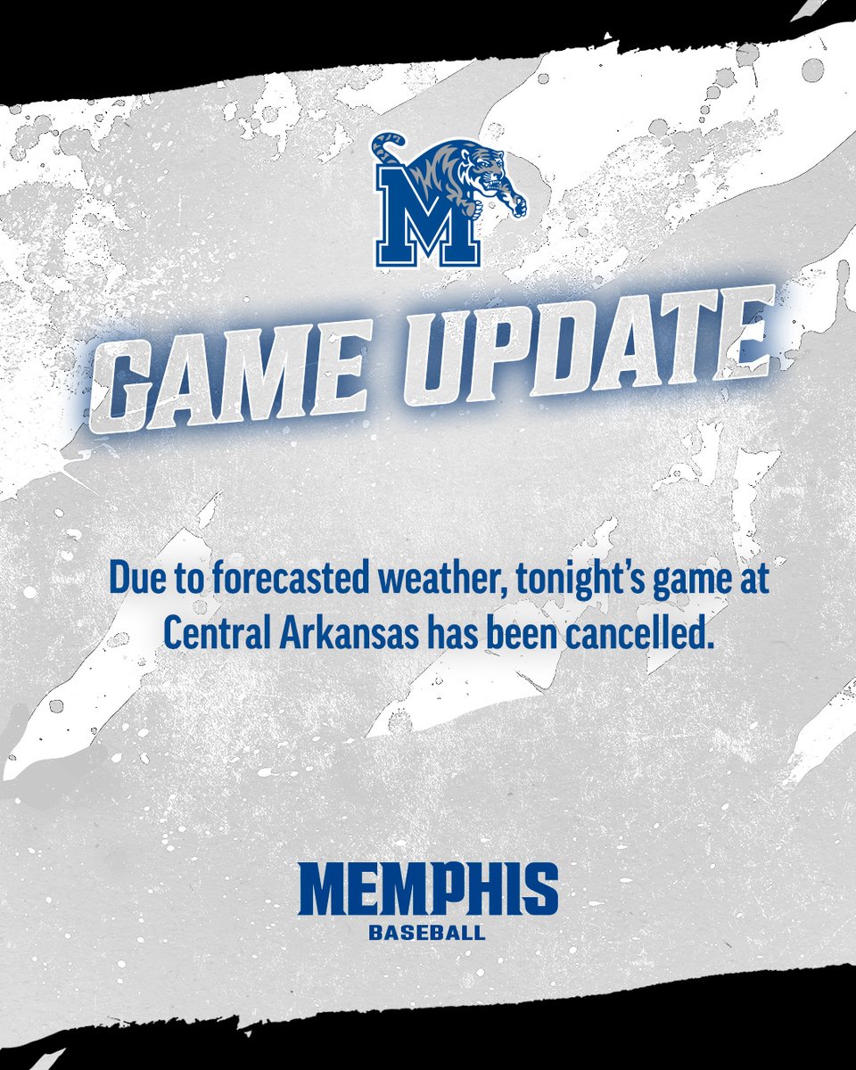 🚨 Rained out in Conway tonight 🌧

We'll see you this weekend for a big AAC series at FedExPark Avron Fogelman Field!