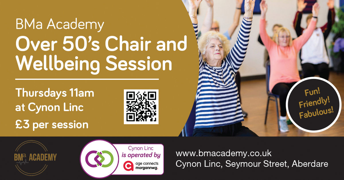 Tomorrow at 11am we have our regular Chair Exercise & Wellbeing class from BMA Academy. Featuring light moves to fun music it is £3 per session and you can find out more and book online here... bmaacademy.co.uk/.../cynon-linc… #chairexercises