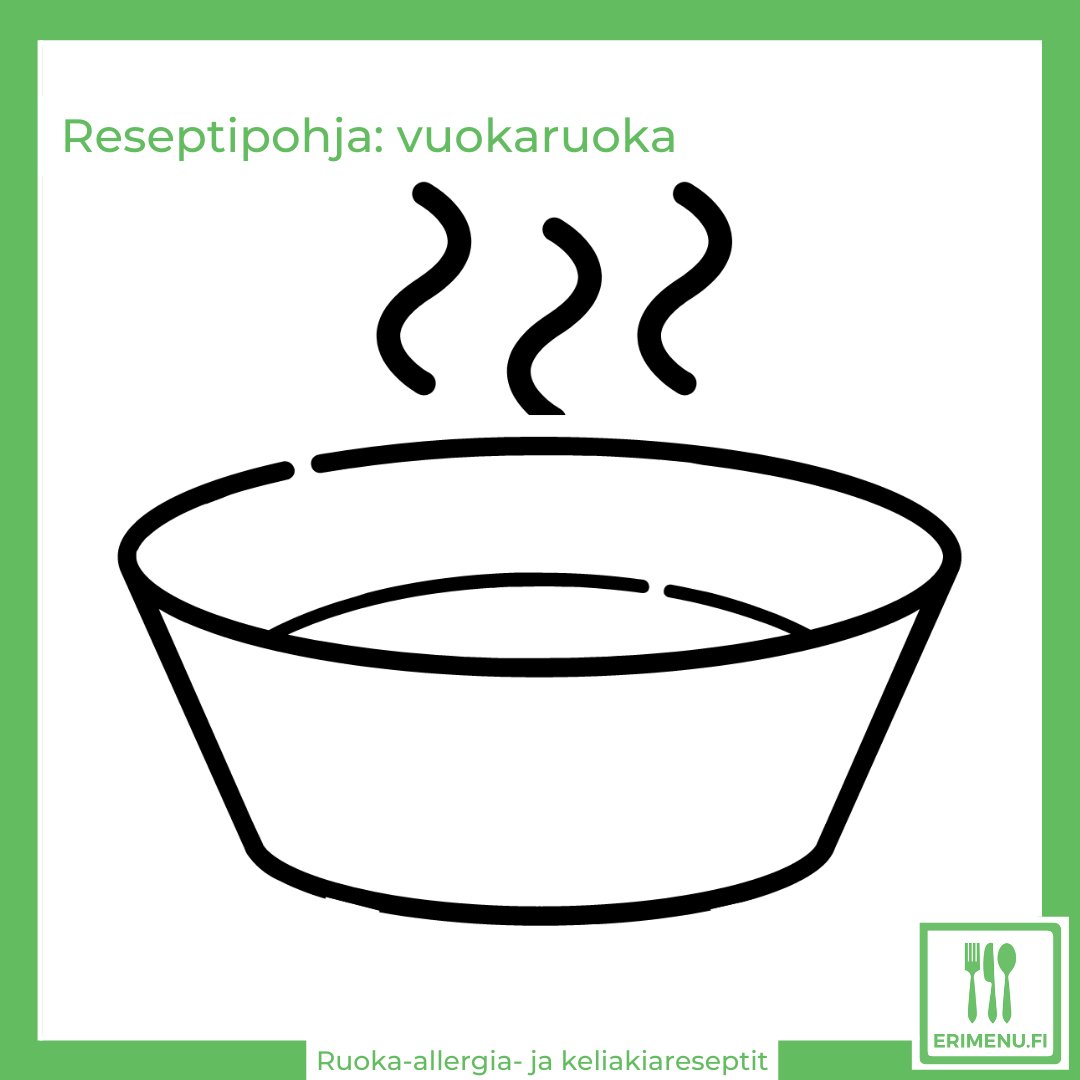 Perheen #ruokaallergia't huomioivaa #vuokaruoka'a helposti uunissa? Käytä #Erimenu'n #resepti'pohjaa:
erimenu.fi/resepti/resept…
Erimenun muutkin reseptit ja neuvontamme saatavillasi.
#anafylaksia #allergiaruoka #allergiaarki #maidoton #munaton #vehnätön #gluteeniton #pähkinätön