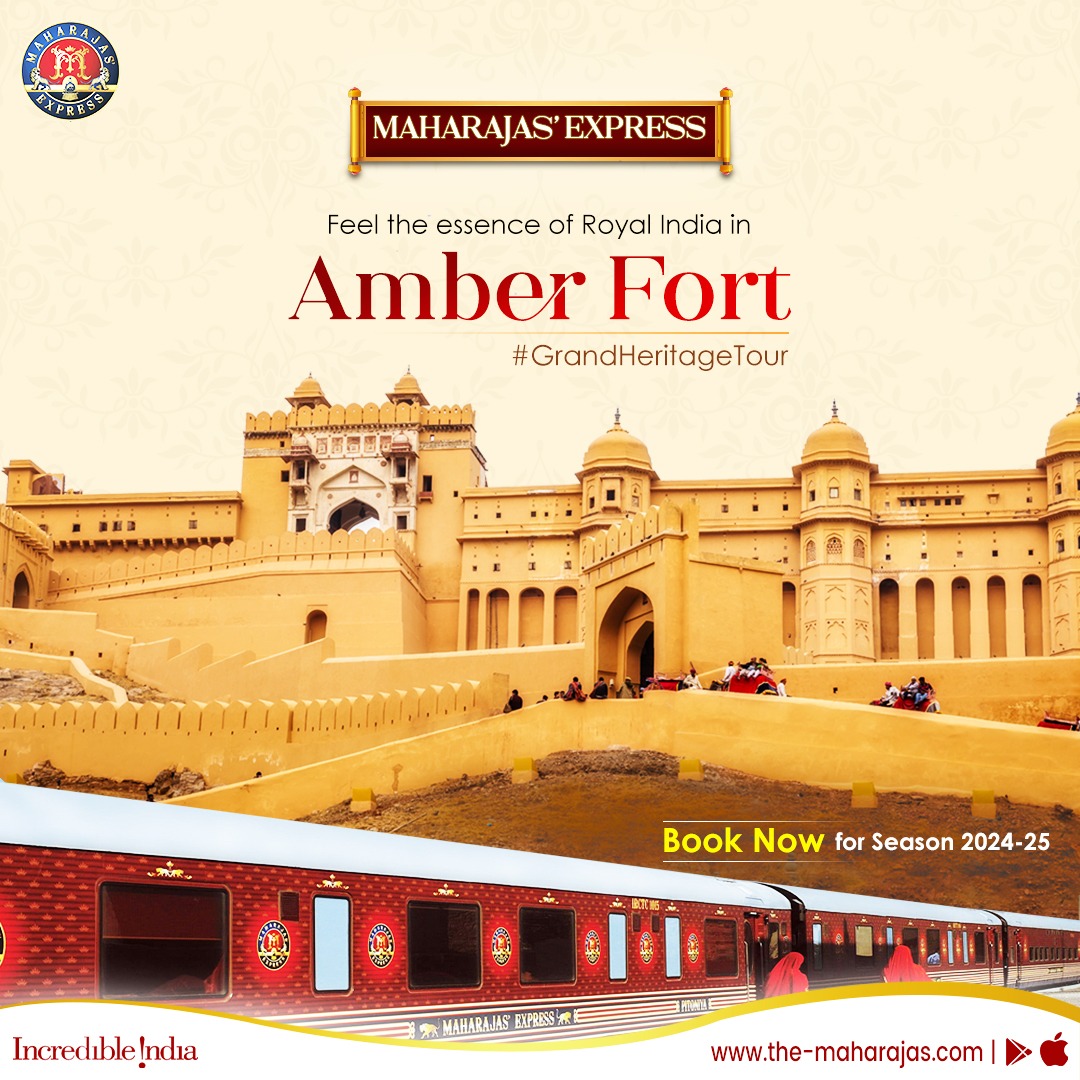 Take a stroll through Amber Fort, one of the mightiest forts of India.

Visit the-maharajas.com to book a #HistoricalOdyssey aboard Maharajas' Express.

#ADayWithMaharajasExpress #incredibleindia #india #maharajasexpress #LuxuryTrainTravel #maharajas #traveler #Vacation