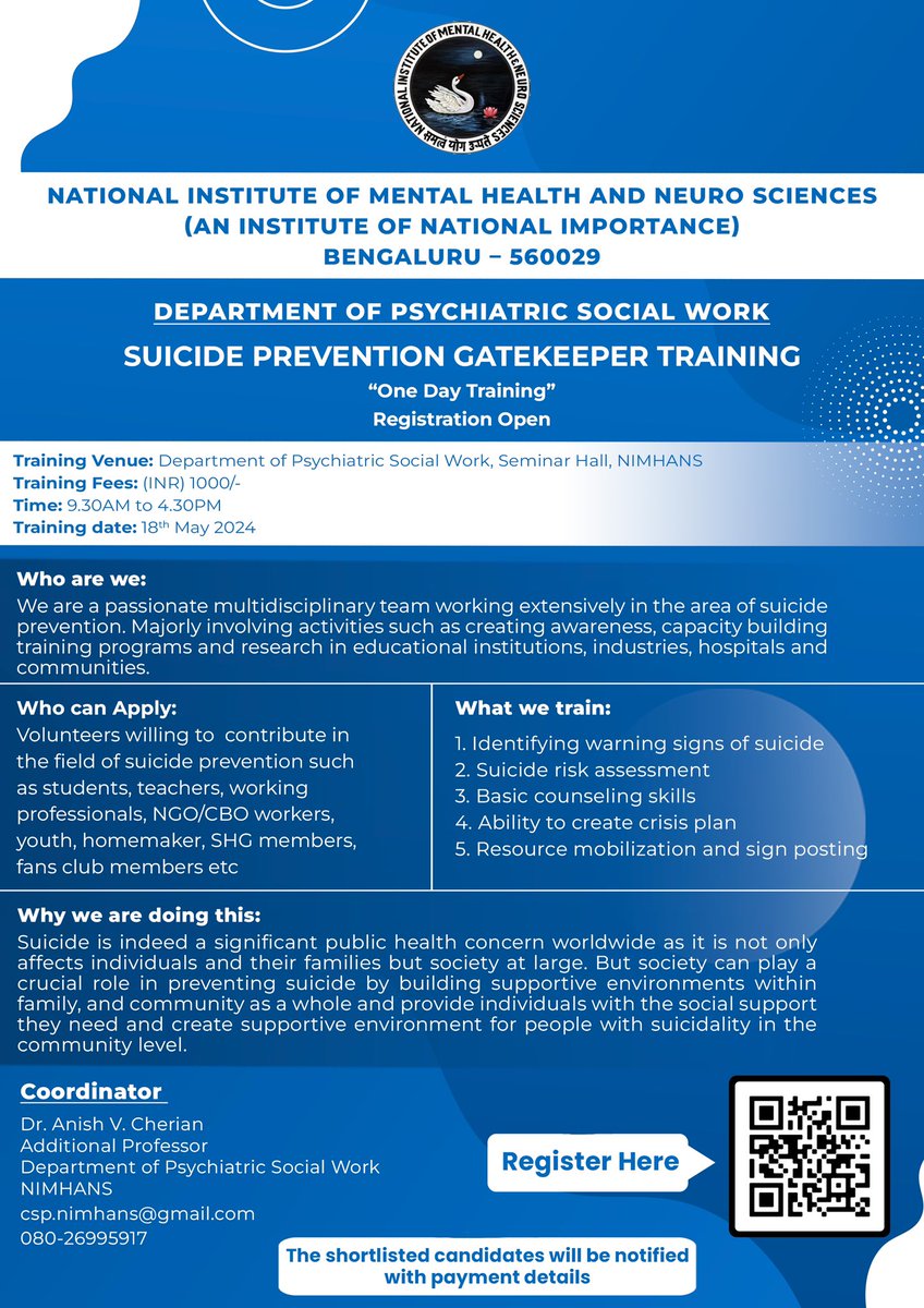 Join us in saving lives! We're thrilled to announce our upcoming Suicide Prevention Gatekeeper Training on May 18, 2024. The application process is now open, and we're selecting the first 40 participants!