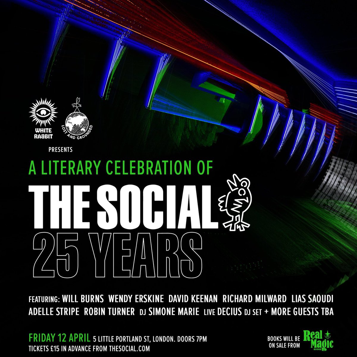 FINAL CALL for Friday's big celebration of @thesocial... We're nearly sold out so do grab a ticket ASAP if you want to join us and see @reversediorama @WednesdayErskin @adellestripe + more, as we raise a glass to one of the finest venues in the world 🍻 thesocial.seetickets.com/event/a-litera…