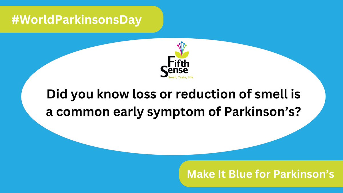 Today we are supporting #WorldParkinsonsDay, helping to raise awareness of the reality of living with Parkinson's. Loss or reduction of smell is very common in Parkinson's, with up to 90% of people experience anosmia to some degree. Visit parkinsons.org.uk/information-an…