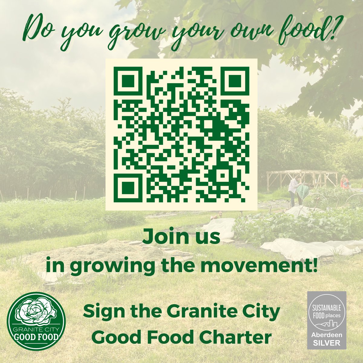 🥬 Do you grow your own food? If so, you're also growing a movement! 📜Why not sign the @GC_GoodFood Charter to add your name to the list of those who are committed to a sustainable food system? You can sign the charter here- granitecitygoodfood.org/charter - or scan the QR code!