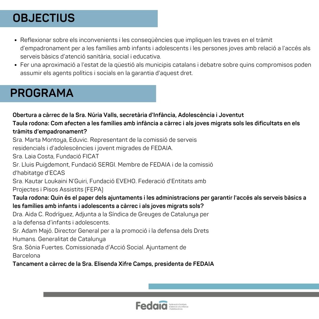 📣Això és demà!⬇️ @FEDAIA organitza 'Dret a l'empadronament: Avancem en la igualtat d’oportunitats de les infàncies i adolescències'. Hi participarem amb Lluís Puigdemont, director de @FundacioSERGI. 🕙10-13h 📍Auditori CC Urgell Útimes inscripcions: bit.ly/3TSWMzt