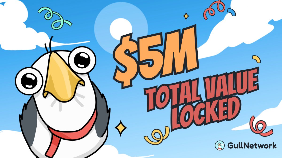 🎉We have soared to new heights with a 5M TVL milestone!🌟 A heartfelt thank you to our Gull Army for your support 🙌 Don't forget to combine your Gull Points! Learn more here🔽 medium.com/@GullNetwork/g…