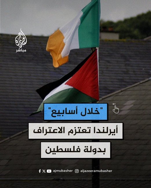 خلال أسابيع قليلة.. #أيرلندا تعتزم الاعتراف بدولة فلسطين رسميًّا..✊🏼