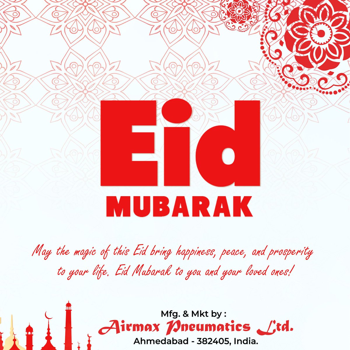 May the magic of this Eid bring happiness, peace, and prosperity to your life. Eid Mubarak to you and your loved ones!

#AirmaxPneumatics #Industry #EidMagic #EidBlessings #EidPeaceAndProsperity #EidWishes #EidMubarakGreetings #EidJoy #EidCelebrations #EidFamilyTime #EidLove #Eid