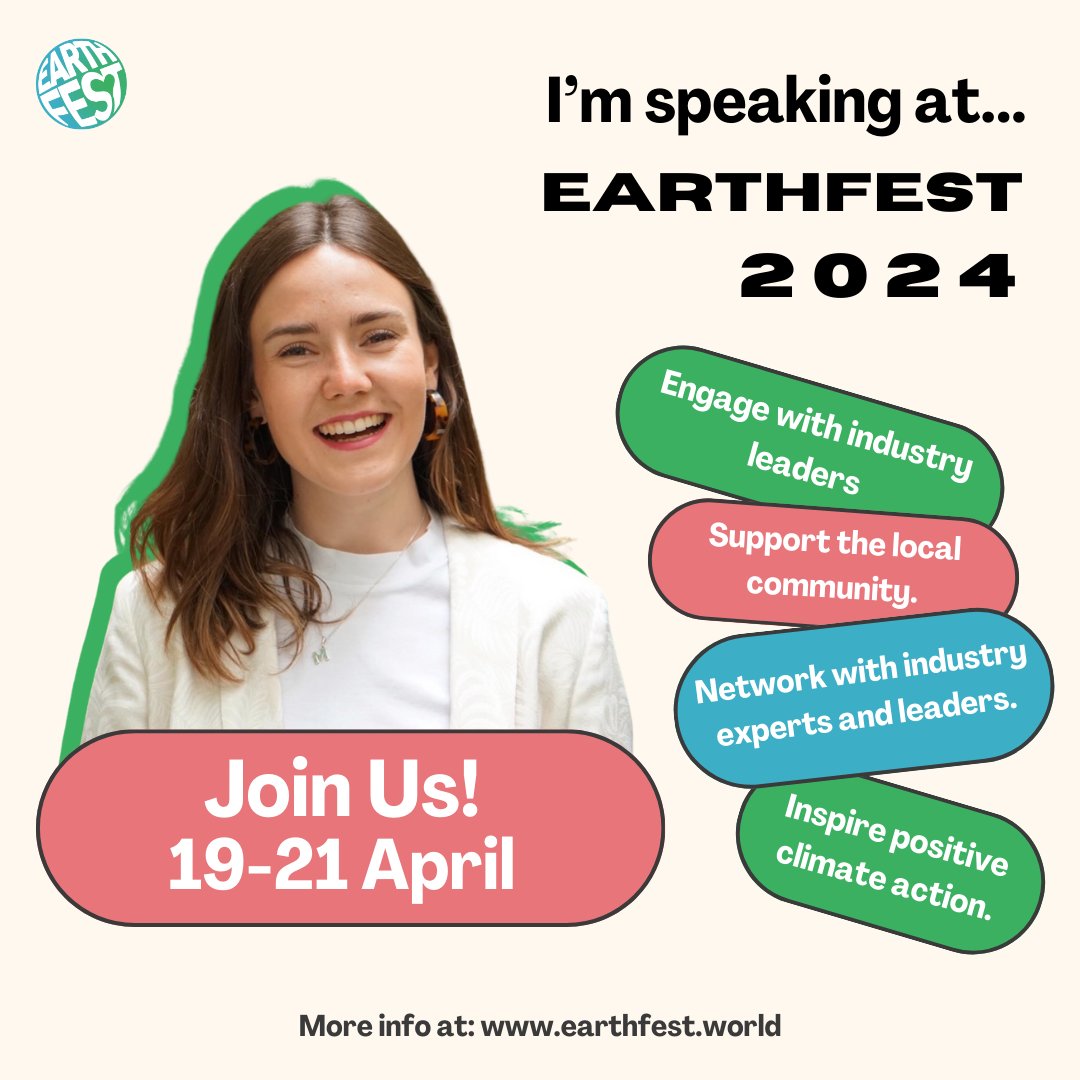 Thrilled to announce I'll be moderating x4 panels at London's coolest sustainability festival - Earthfest. 📅 When: 19-21 April 📍 Where: Kings Cross 🆓 Tickets: Free There will be a huge tent in Lewis Cubitt Square + talks in Samsung and Google offices. Come along!