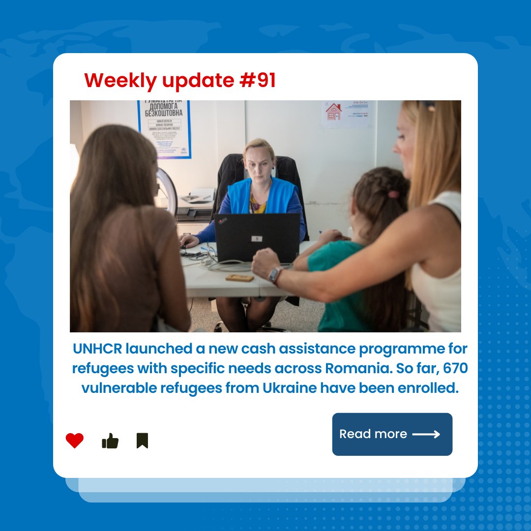 Starting with 1 April, we launched a new cash assistance programme for refugees with specific needs across 🇷🇴. So far, in 2024, nearly 3,700 refugees from 🇺🇦 have been enrolled for UNHCR's cash assistance programmes. More updates 👉shorturl.at/nGUX4