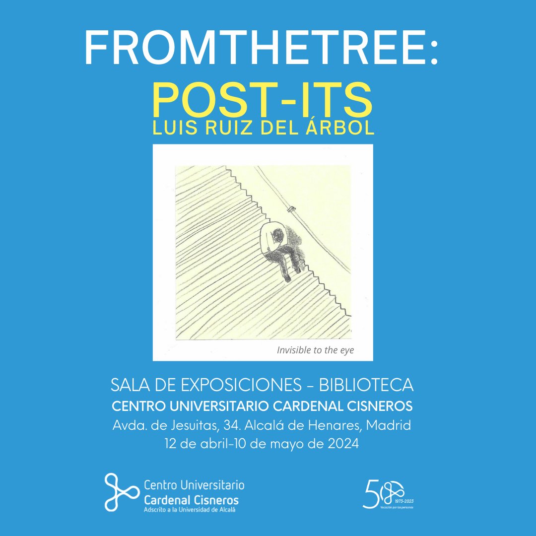 cucc_educacion's tweet photo. Luis Ruiz del Árbol presenta en el #CUCC su obra FROMTHETREE: POST-ITS.

Una #exposición abierta y participativa que se inaugurará el próximo 12 de abril y que permanecerá abierta hasta el 10 de mayo en la @BibliotecaCUCC 

Autor 👉 @thefromthetree

ℹ️ https://t.co/v6qD1UcICK https://t.co/iJCSLYivLN