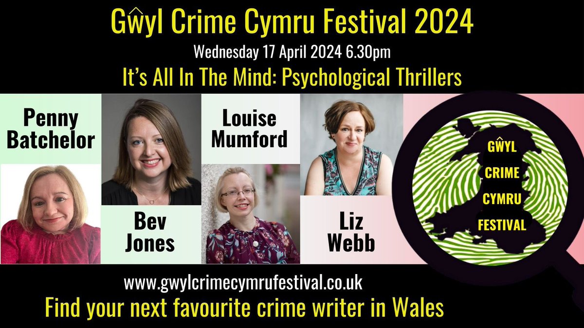 One week to go! @GwylCrimeFest kicks off with the fab @LizWebbAuthor @penny_author and @louise_mumford (and me!) It’s not too late to grab your FREE tickets for our deadly and devious events - book now to join the ONLINE crime capers! ticketsource.co.uk/gwylcrimecymru… @CrimeCymru