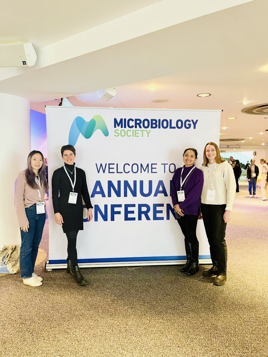 Fab four from the lab from @Dunn_School in Edinburgh for @MicrobioSoc #Microbio24. Hope that @SenTanuka28 @TabeaElsener @veronikabaku and Phuong @OUCRU_Programme enjoy presenting your posters and talks!