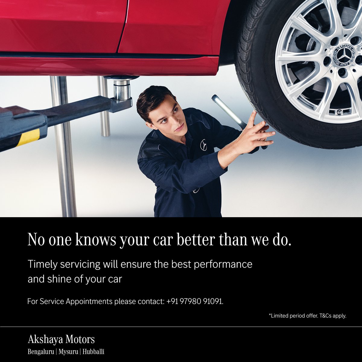 No one knows your car better than we do!!

For Service Appointments please contact: +91 97980 91091.

#MercedesBenzIndia #MercedesBenz #AkshayaMotorsMercedesBenz #AkshayaMotors #Bengaluru #Mysuru #Hubballi #MercedesBenzService #ServiceOffer