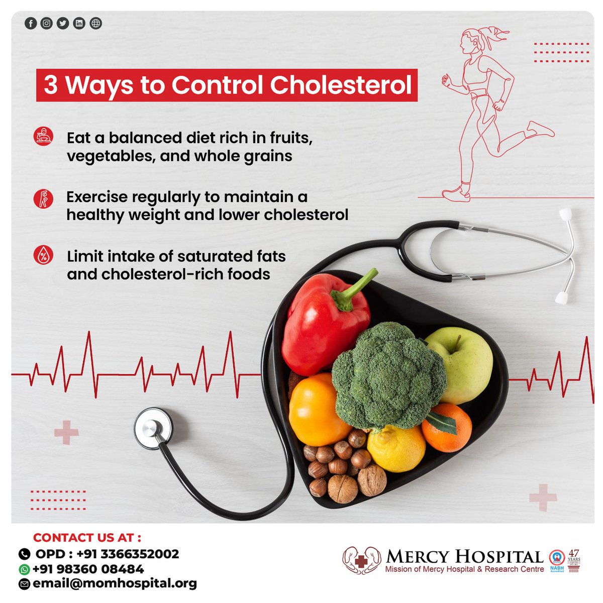 Keep your heart happy and healthy by mastering cholesterol control with simple steps. Here's to a healthier you!

#MercyHospital #CompassionWithExcellence #CompassionWithMercyHospital #CholesterolControl #HealthyHeart #HealthyLiving #ExerciseRoutine