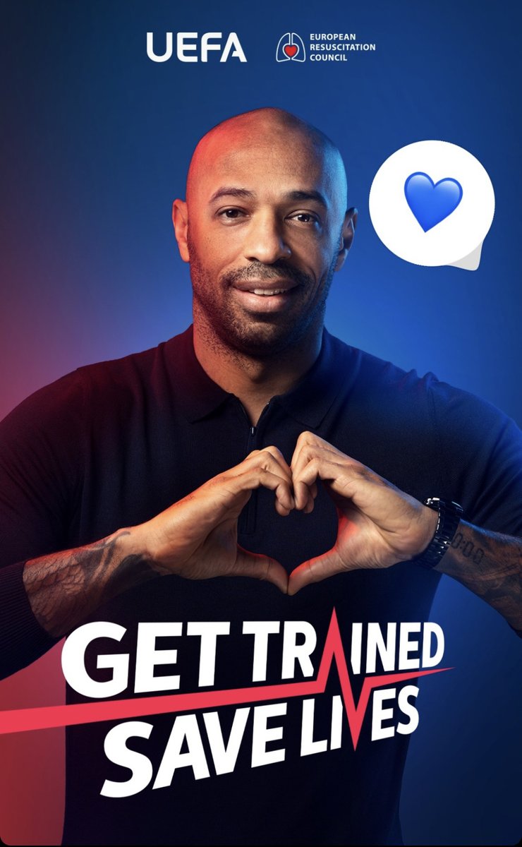 Check @ erc.resus on Instagram and 🚑 learn how to restart a heart with Thierry Henry. ❤️
 #GetTrainedSaveLives #savelives #ERC #UEFA #strongertogether #RESUS24