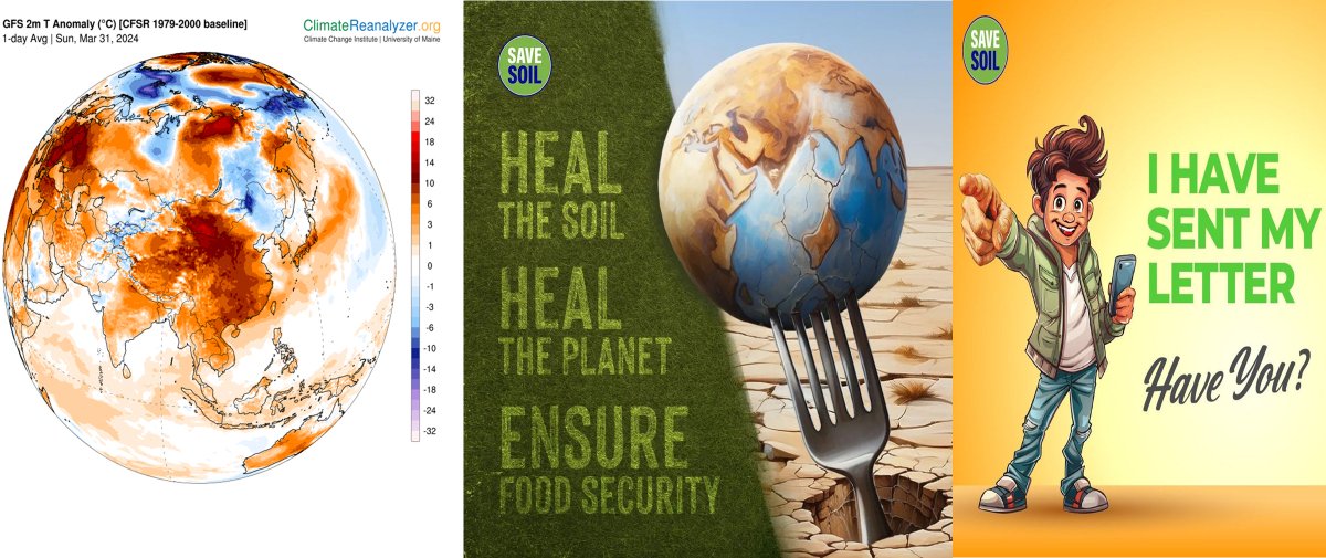 Anthropogenically-driven changes to temperature, humidity,  precipitation, and synoptic patterns have the potential to affect the emissions, production, concentration, and transport of particulate matter-IPCC AR6. 
Write a #Letter4Soil: savesoil.org/write