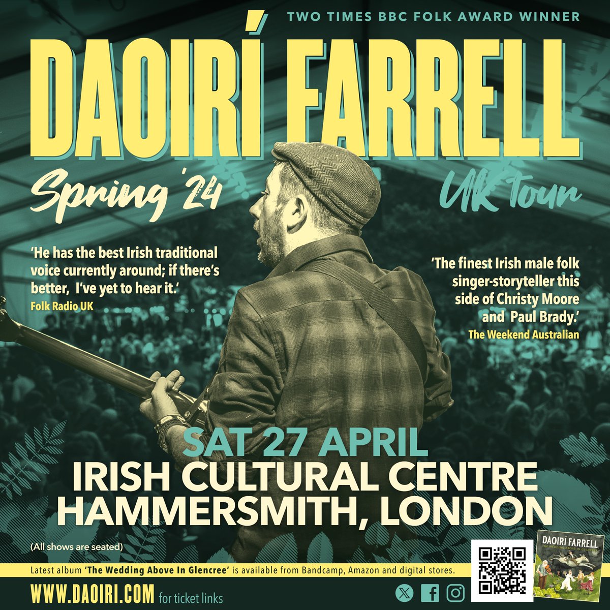 🎶✨Enjoy the magic of Irish music with @daoiri Farrell! 🎶🎤 Described as 'the finest Irish male folk singer-storyteller this side of Christy Moore and Paul Brady', Daoirí Farrell is a force to be reckoned with! Join us 🗓Sat 27 April 2024. irishculturalcentre.co.uk/event/daoiri-f…