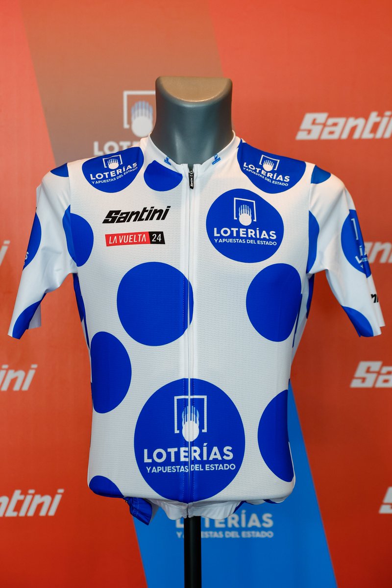 💙 Pois Jersey | Maillot de Lunares 💙 ⛰ Pois jersey, sponsored by @loterias_es which will crown the King of the Mountain ⛰ Patrocinado por @loterias_es y lo recibirá el Rey de la Montaña #LaVuelta24 | @SANTINI_SMS