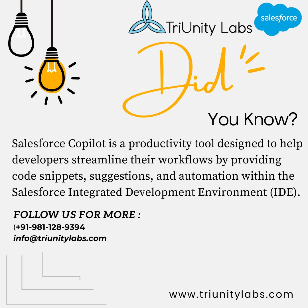 Do you Know 🤔
Creating a Salesforce Copilot action involves defining a code snippet or a set of actions that Copilot can perform to assist developers with their tasks.

#salesforce #salesforceadmin #salesforcepartner #TrailBlazer #dreamforce #salesforcecommunity